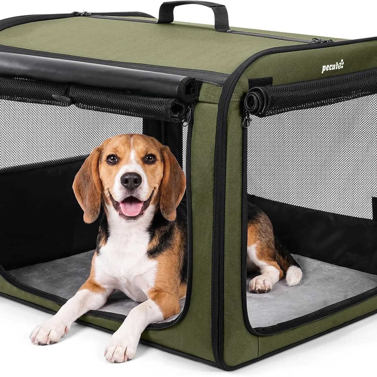 Dog Car Carrier LightWeight 68.5x52x52cm, Foldable Dog Carrier, Green