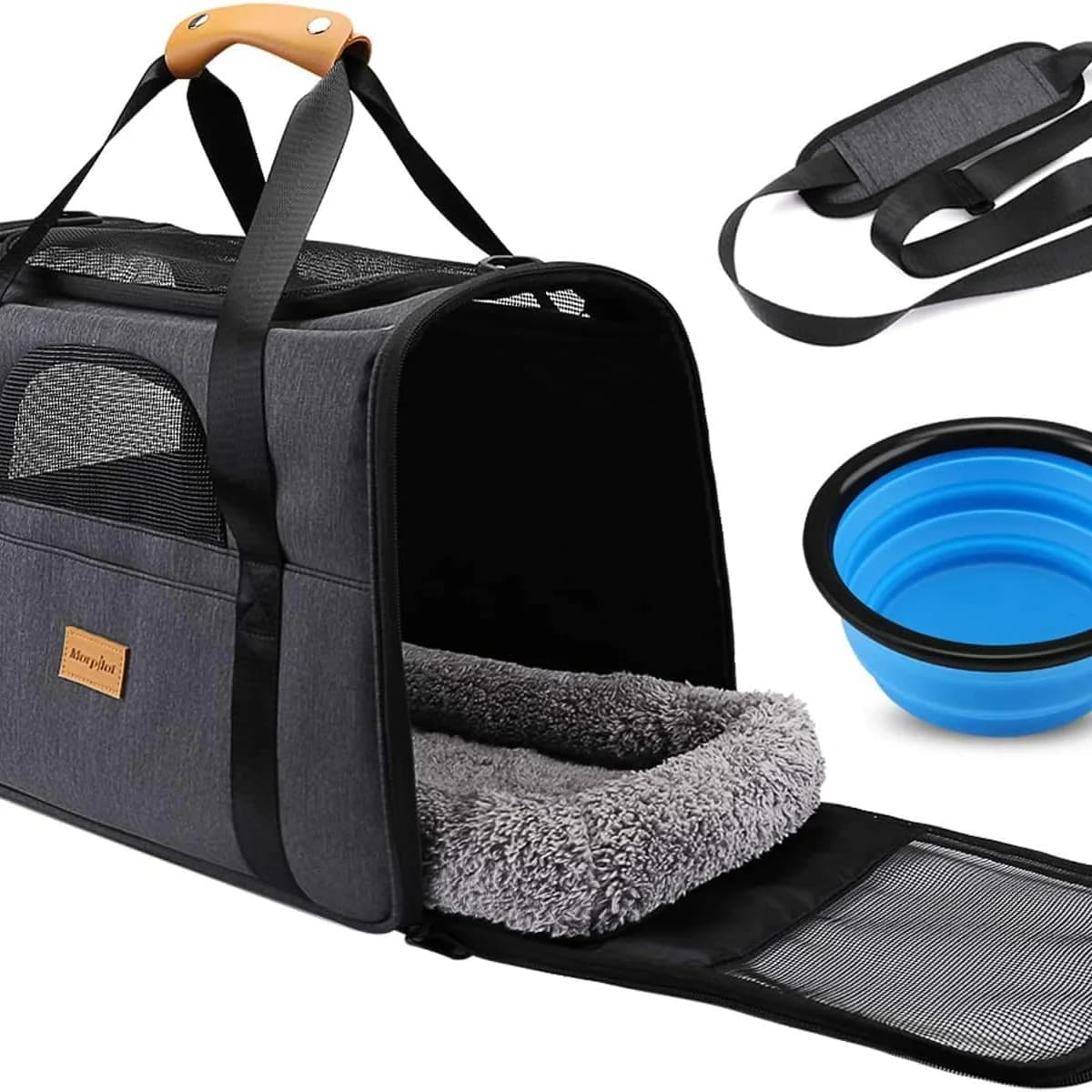 Morpilot Soft Pet Carrier Bag, Airline Approved, Grey