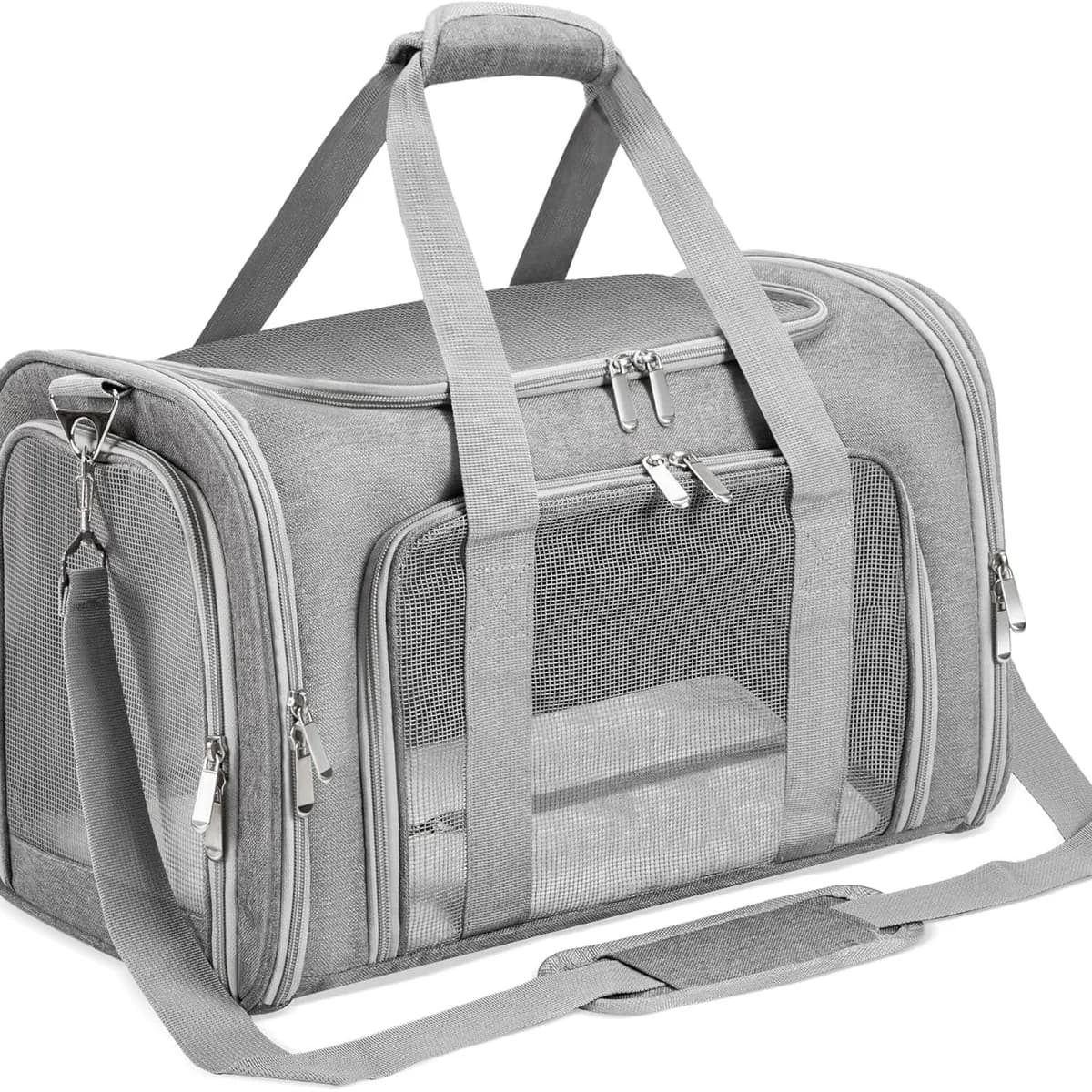 DPWEION Foldable Soft-Sided Pet Carrier for Cats and Small Dogs, Grey